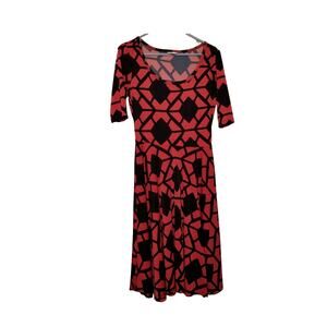 LULAROE Career Casual Fit & Flare Simply Comfortable Dress Rust & Black Size Med